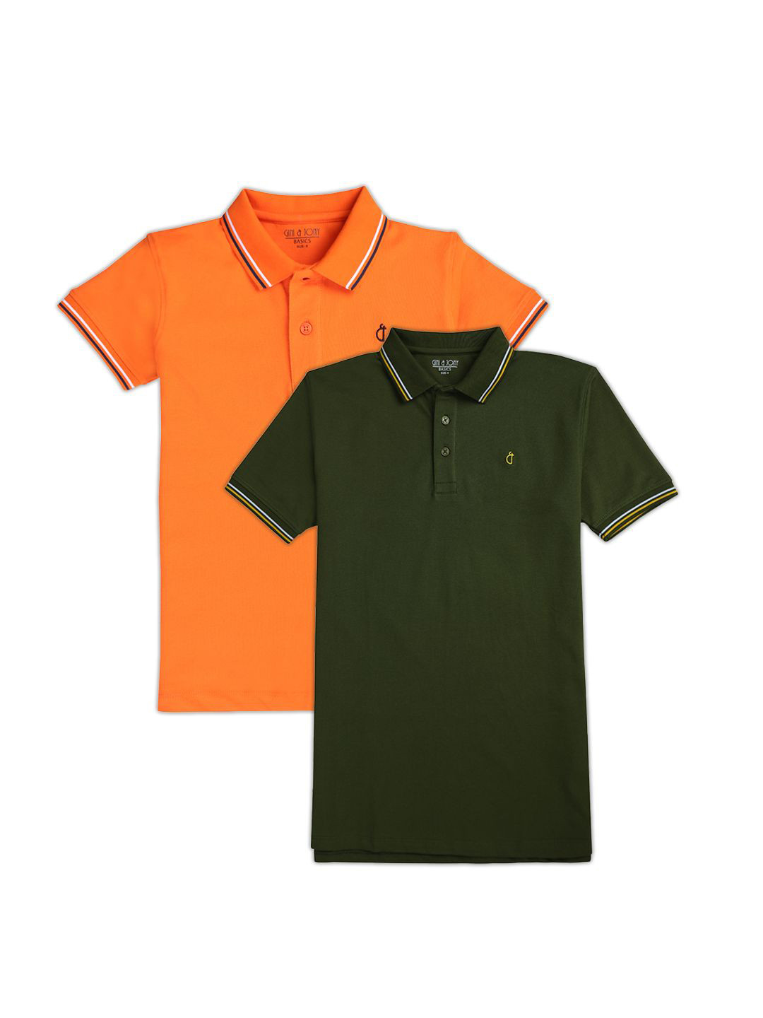 

Gini and Jony Boys Pack Of 2 Polo Collar Solid T-shirts, Green