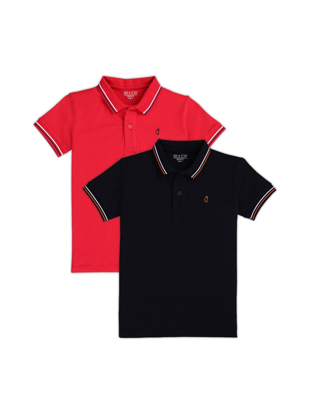 

Gini and Jony Boys Pack Of 2 Polo Collar Solid T-shirts, Red