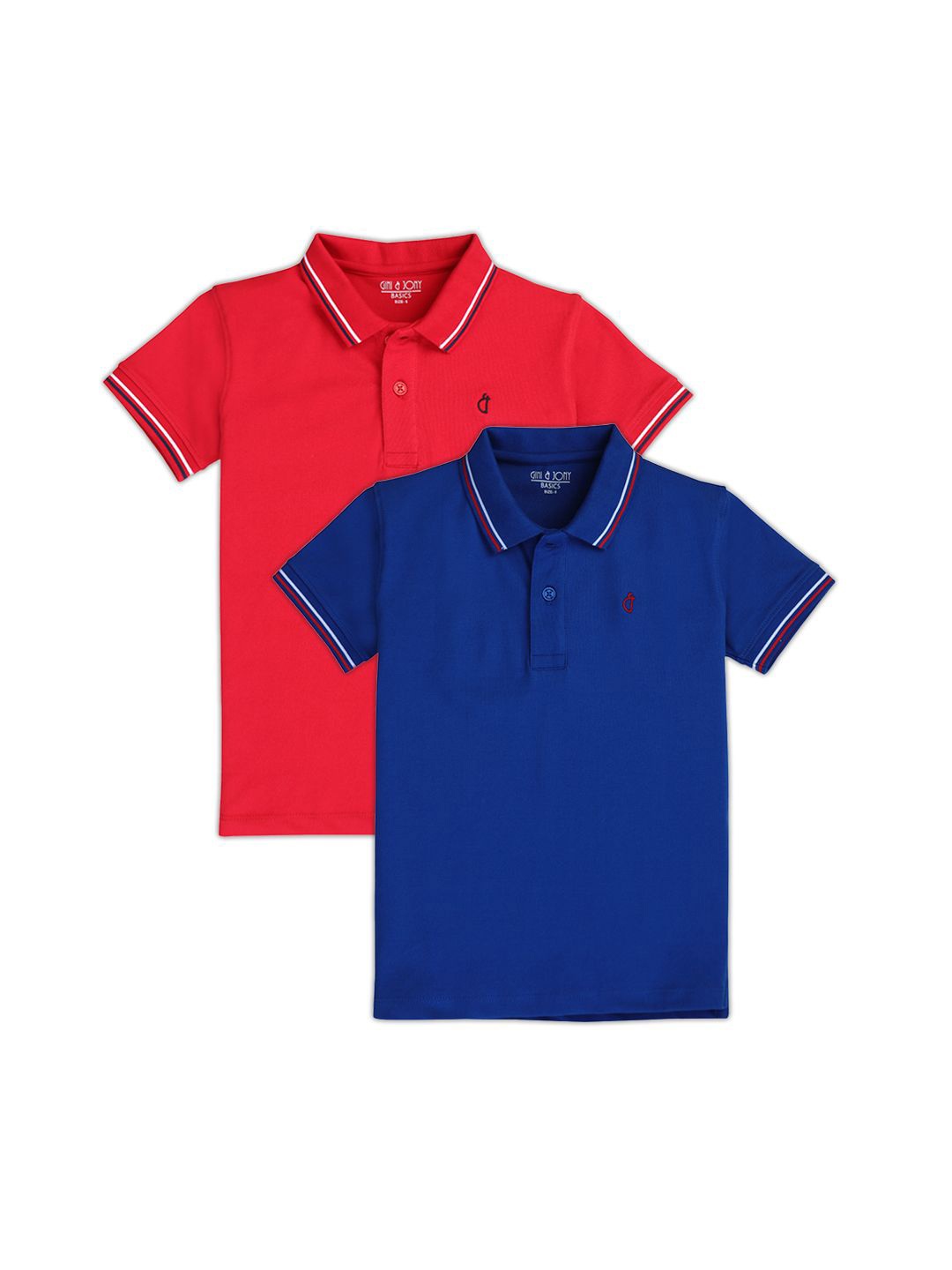 

Gini and Jony Boys Pack Of 2 Polo Collar Solid T-shirts, Red