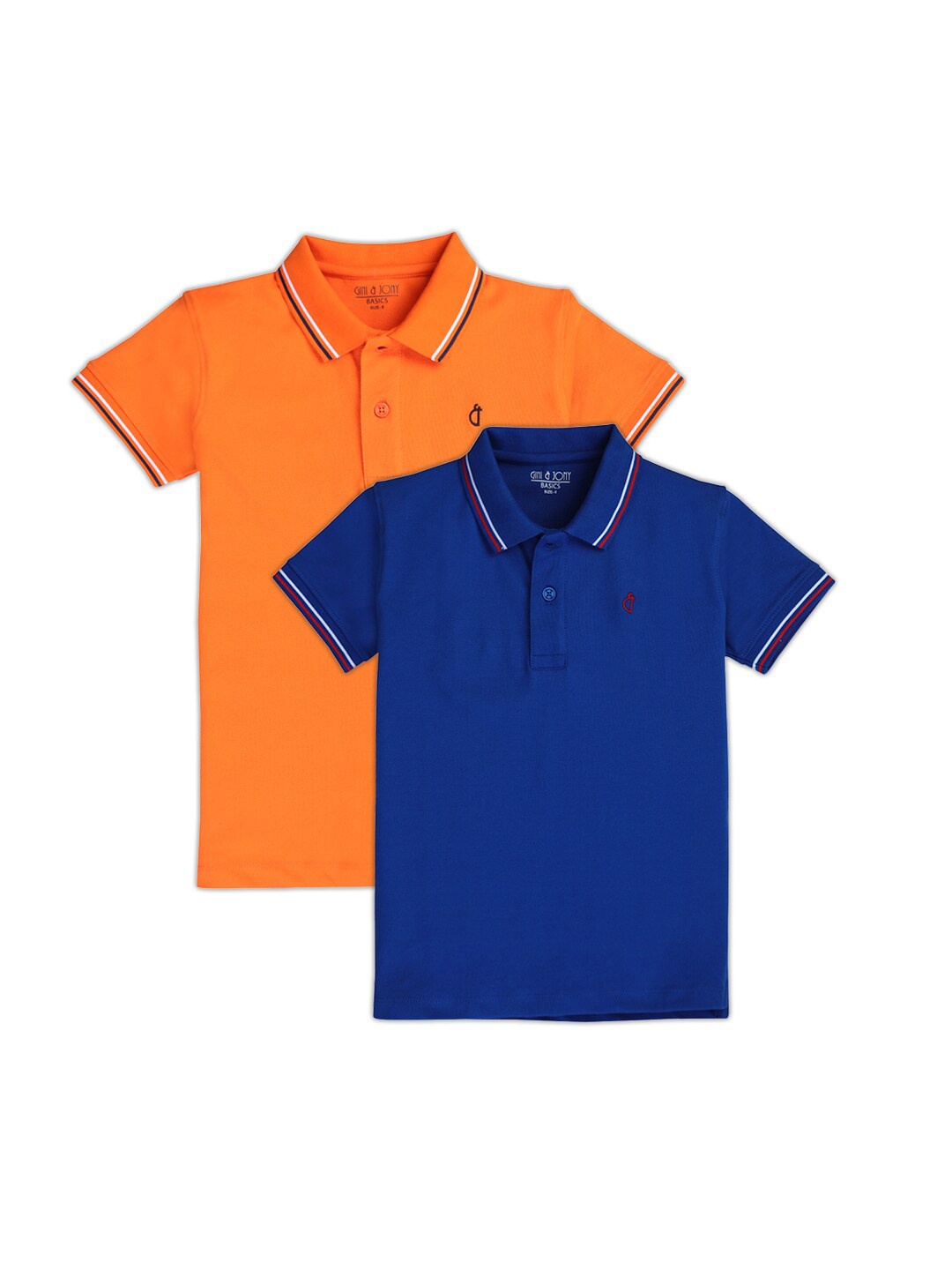 

Gini and Jony Boys Pack Of 2 Polo Collar Solid T-shirts, Orange