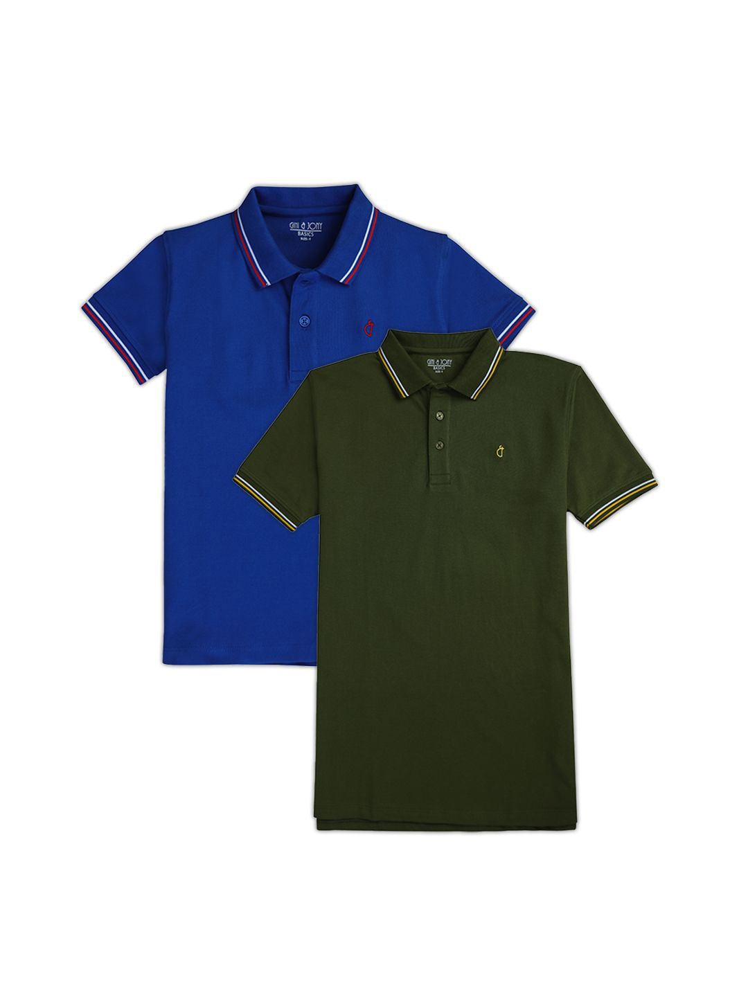 

Gini and Jony Boys Pack Of 2 Polo Collar Solid T-shirts, Blue