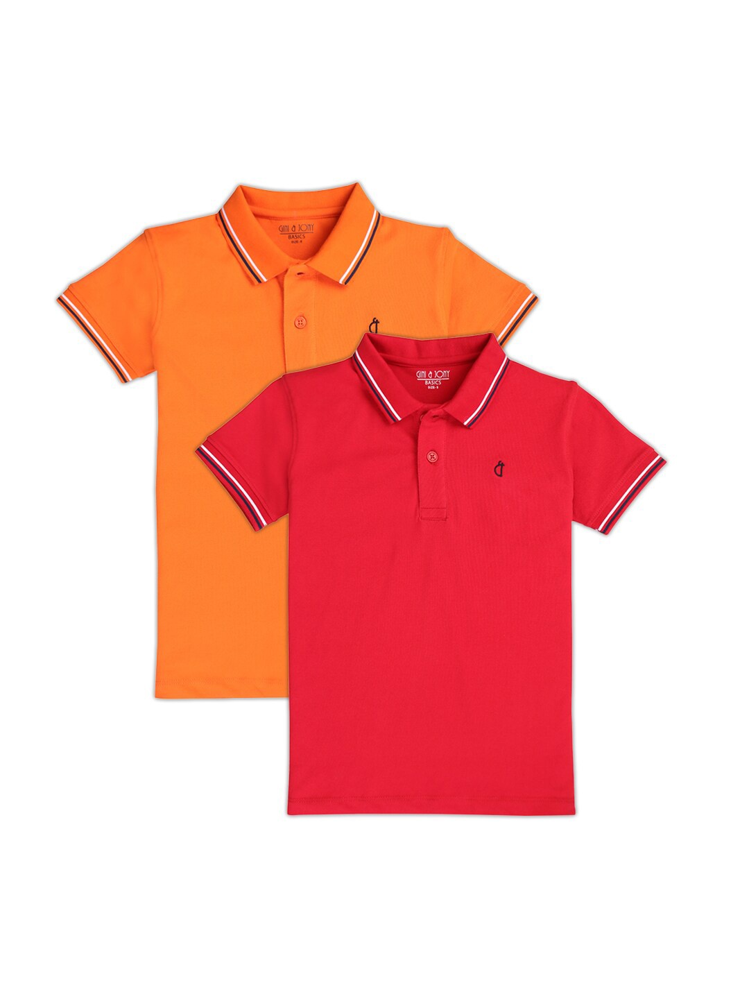 

Gini and Jony Boys Pack Of 2 Polo Collar Solid T-shirts, Orange