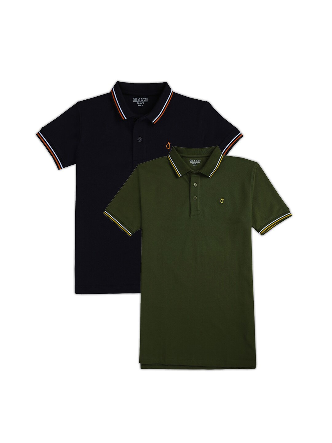 

Gini and Jony Boys Pack Of 2 Polo Collar Solid T-shirts, Black
