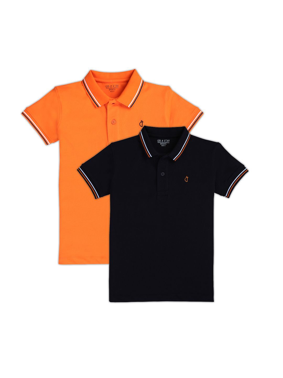

Gini and Jony Boys Pack Of 2 Polo Collar Solid T-shirts, Orange
