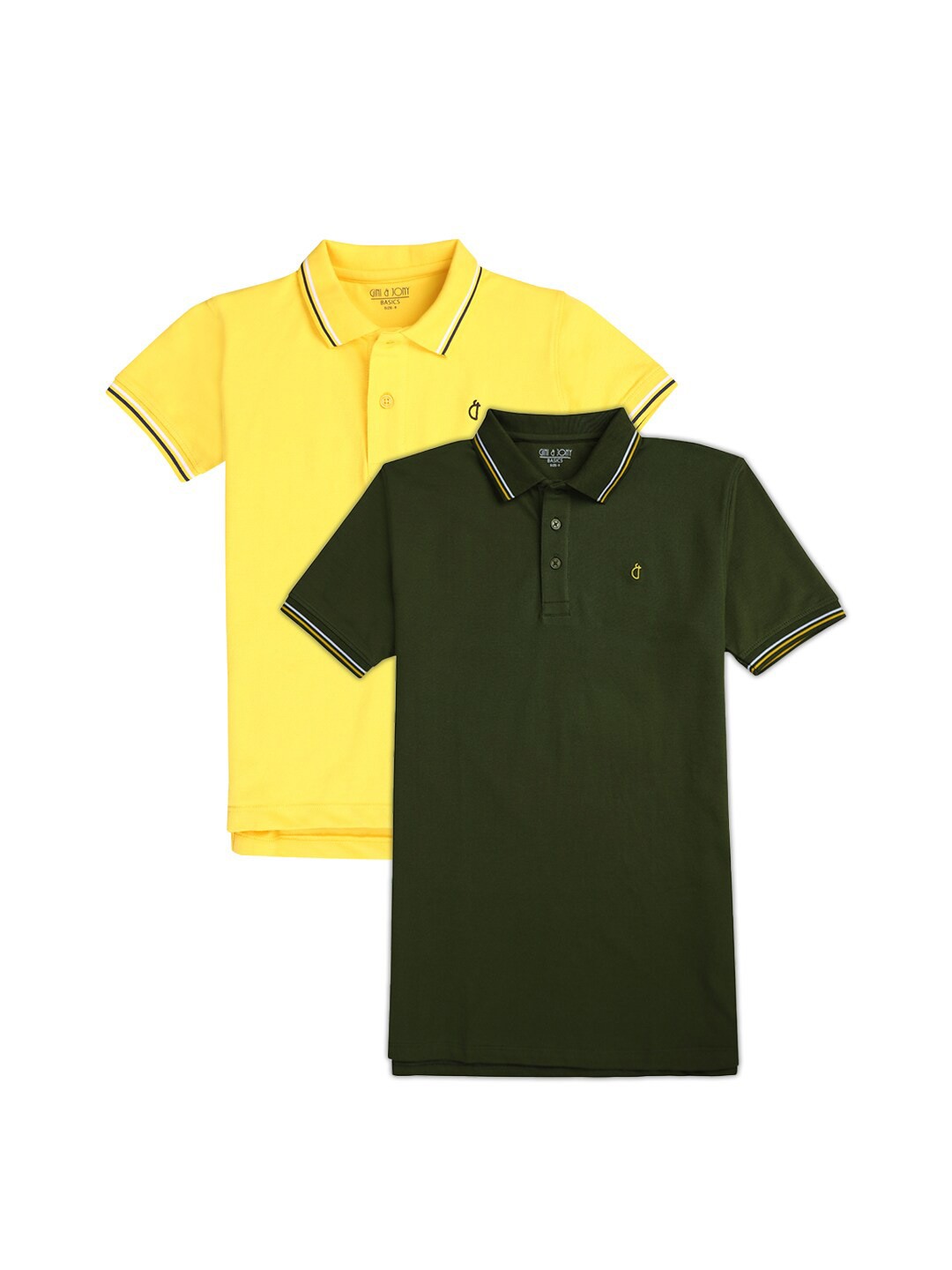 

Gini and Jony Boys Pack Of 2 Polo Collar Solid T-shirts, Yellow