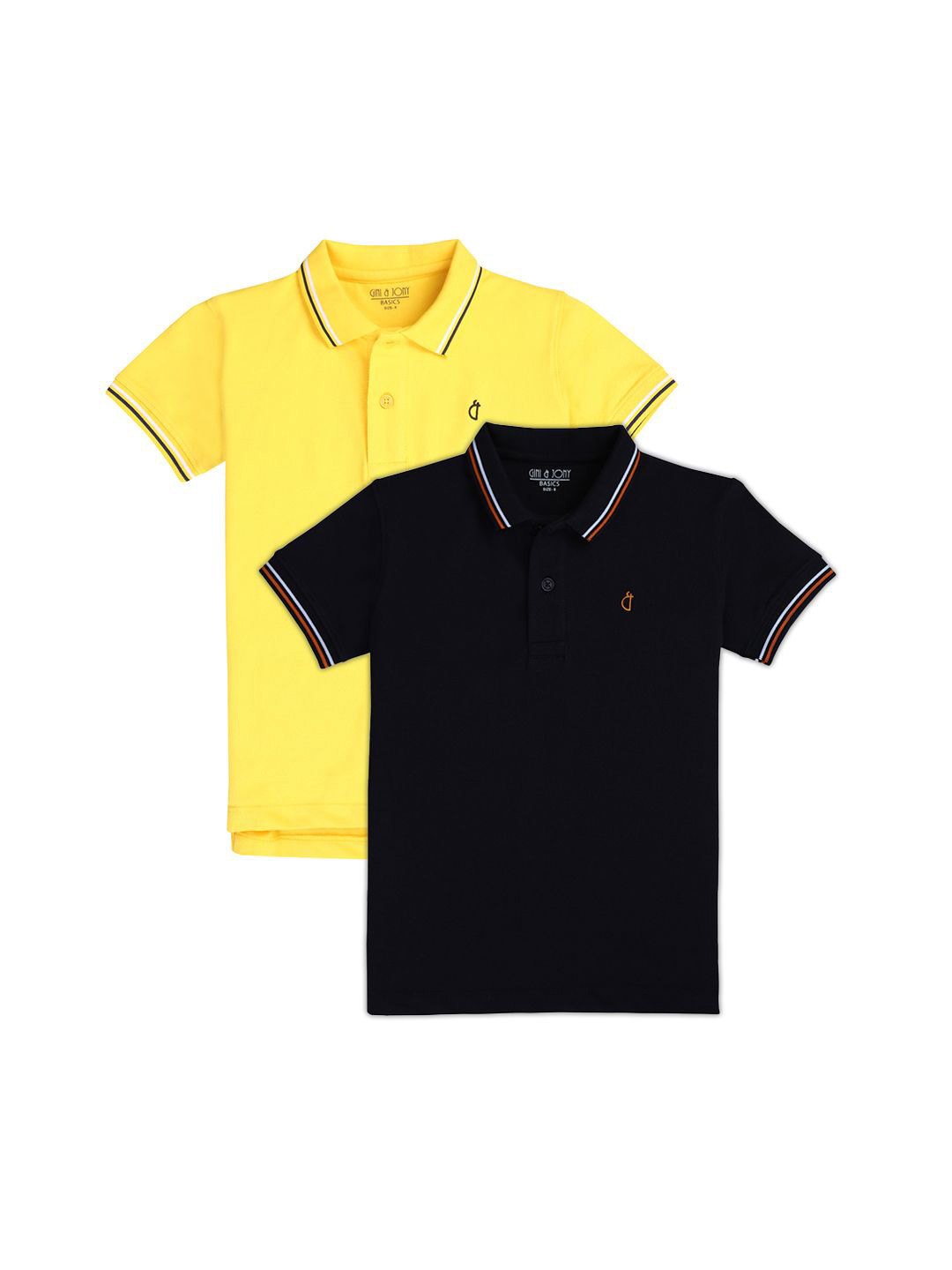 

Gini and Jony Boys Pack Of 2 Polo Collar Solid T-shirts, Black