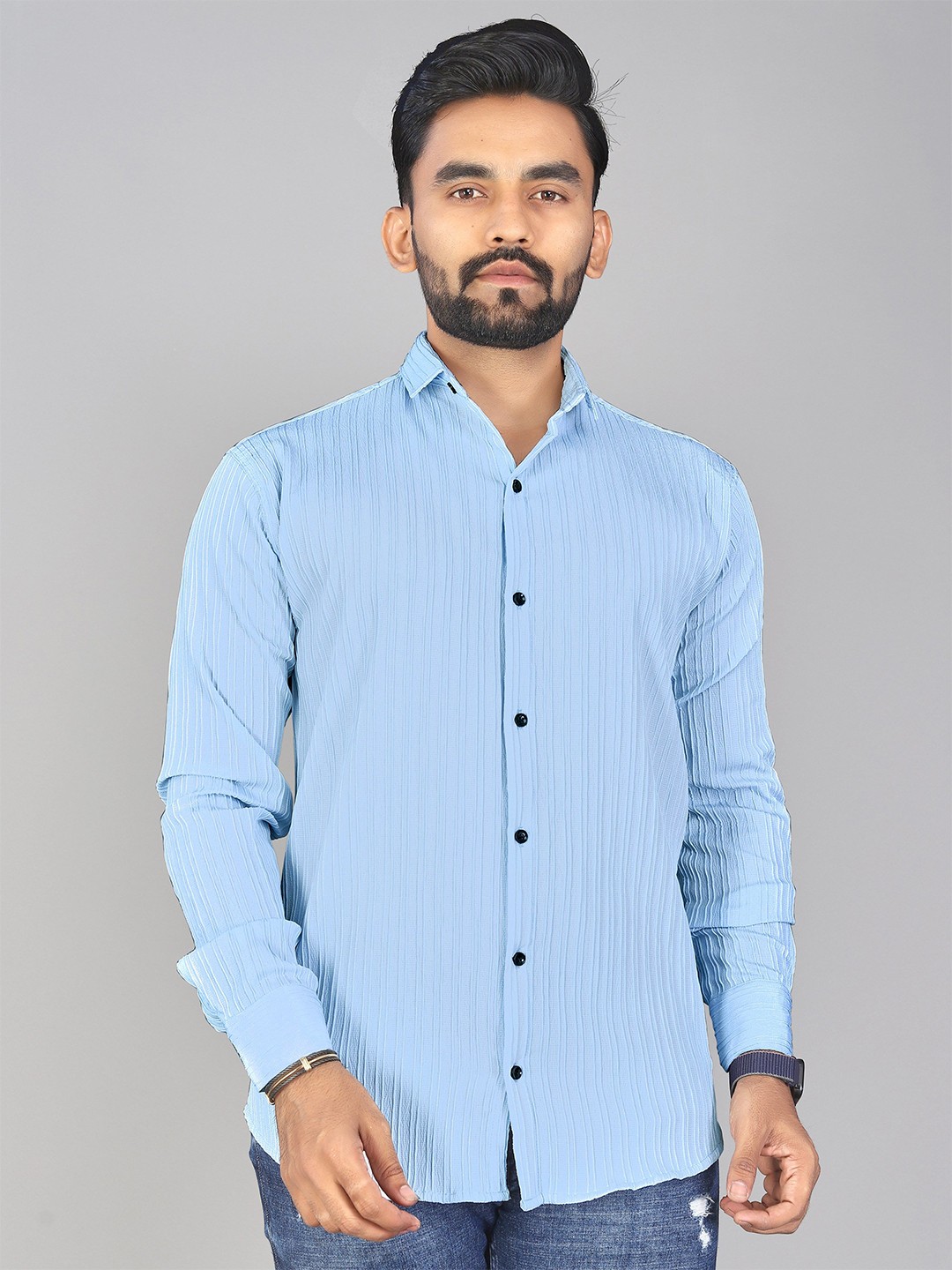 

KHUSHI CREATION Men Original Opaque Striped Casual Shirt, Sea green