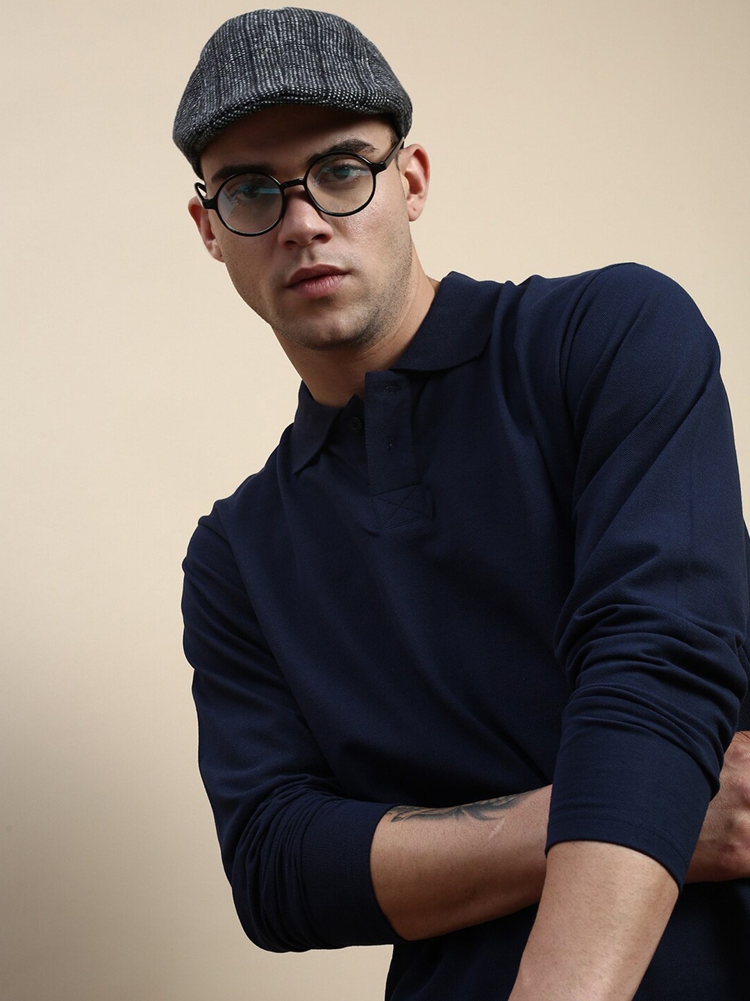 

FREE SOCIETY Men Polo Collar T-shirt, Navy blue