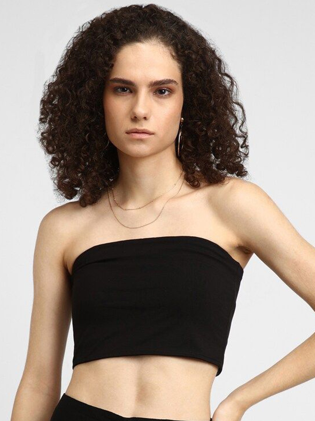 

FOREVER 21 Women Solid Cotton Tube Crop Top, Black