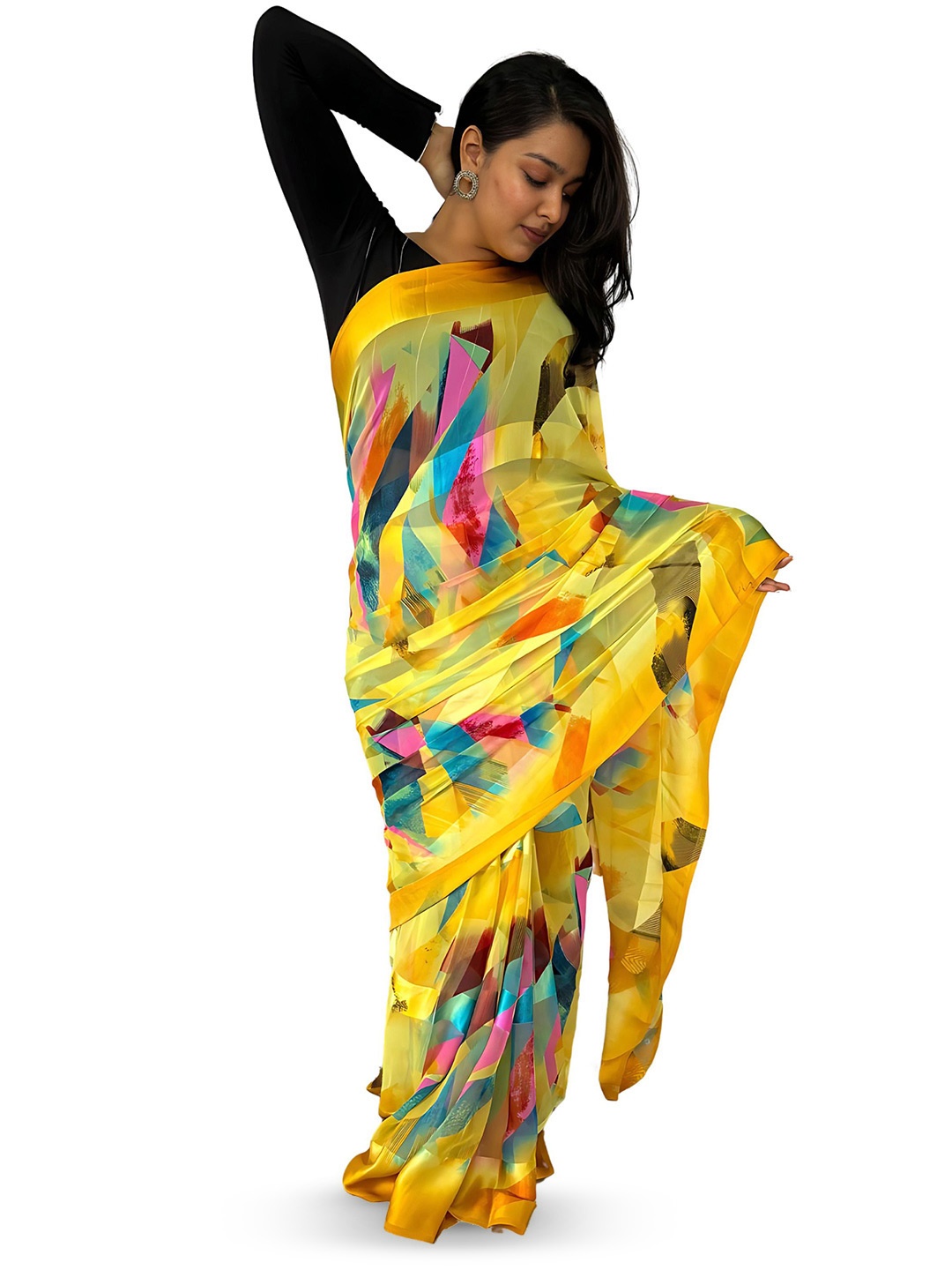 

SANJANA SILK Printed Saree, Yellow