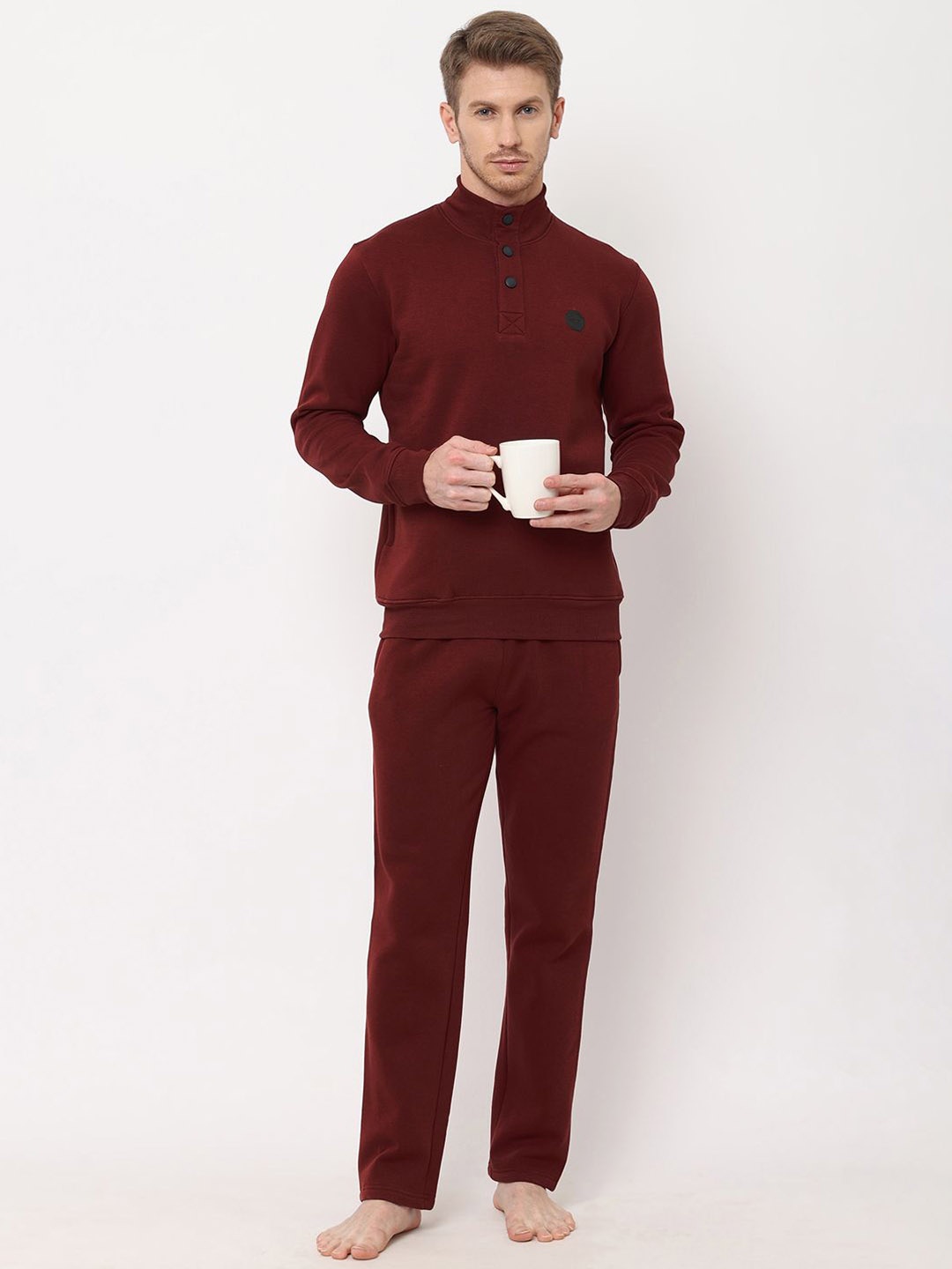 

Sweet Dreams Maroon Mock Collar Long Sleeves Track Suit