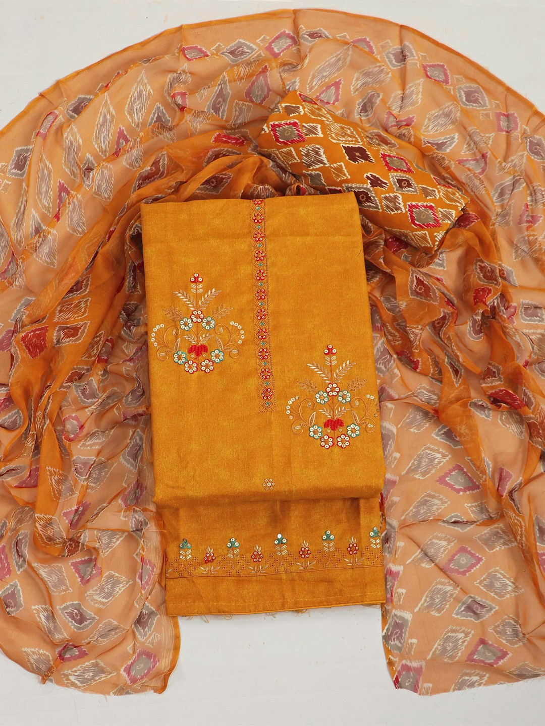 

Panzora Embroidered Unstitched Dress Material, Yellow