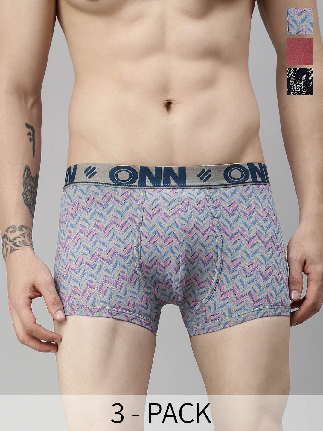 

ONN Men Pack Of 3 Assorted Breathability Trunks ONN_283_AST1_3PC