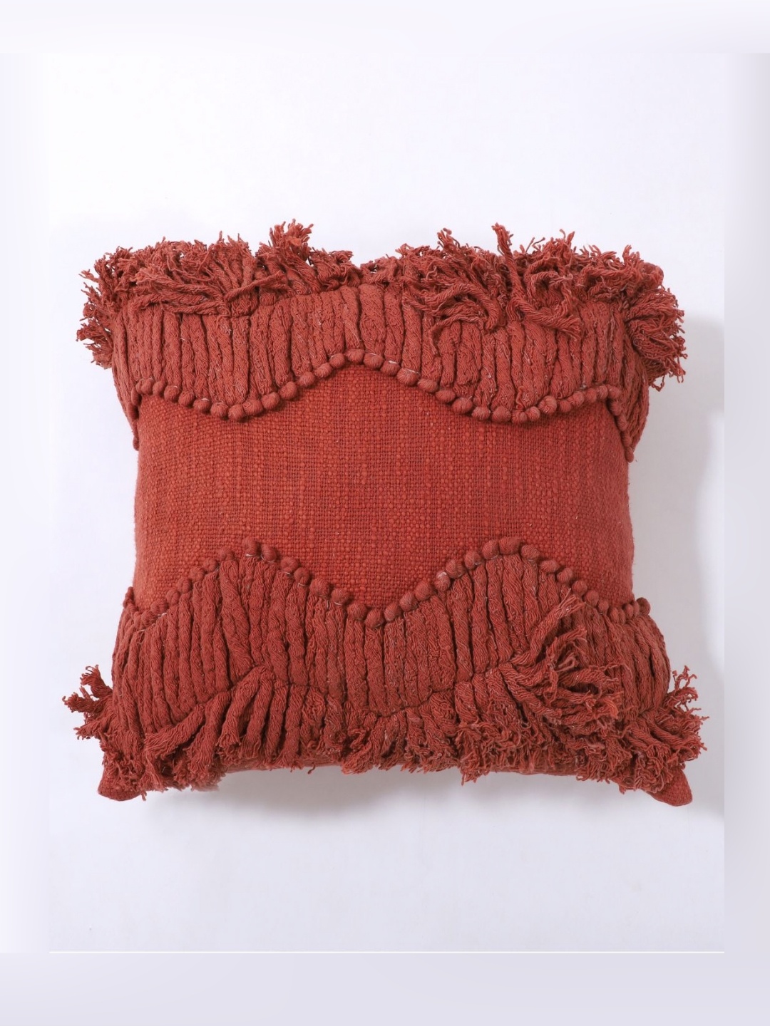 

Art Avenue Red Geometric Cotton Square Cushion Cover
