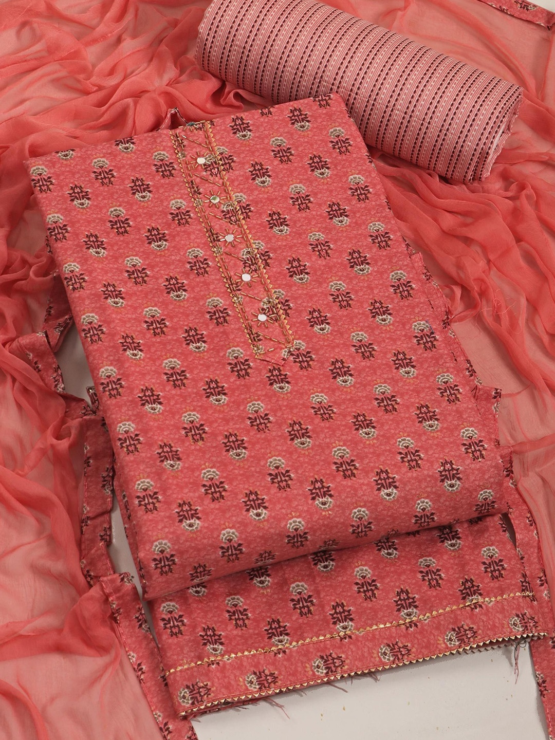 

Panzora Unstitched Dress Material, Red
