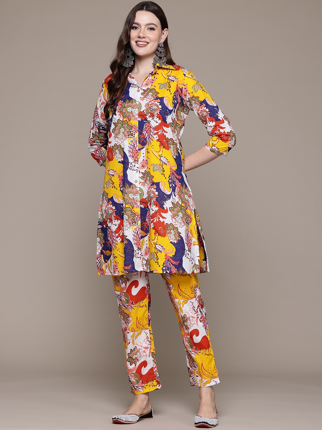 

Readiprint Floral Printed Pure Cotton Tunic With Trousers, Multi