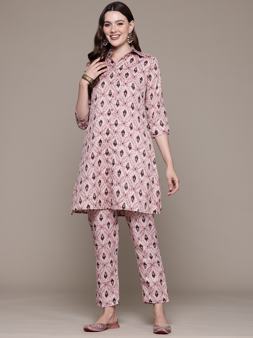 

Readiprint Printed Pure Cotton Tunic With Trousers, Mauve
