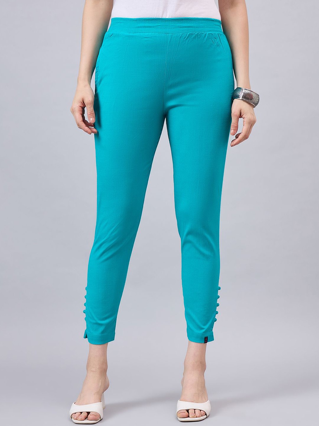 

THE PAJAMA FACTORY Women Relaxed Regular Fit Trousers, Turquoise blue