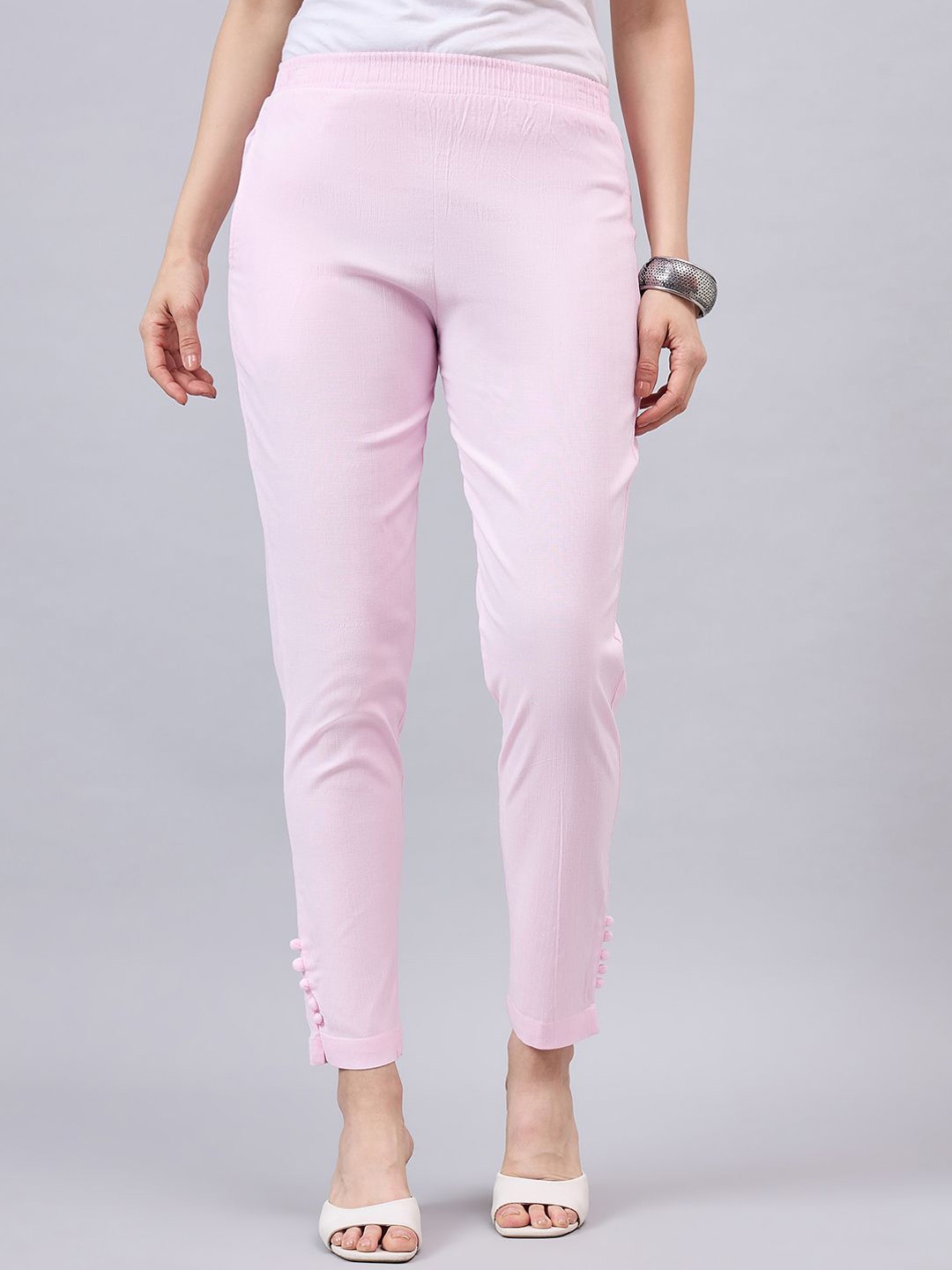 

THE PAJAMA FACTORY Women Relaxed Tapered Fit Cigarette Trousers, Pink