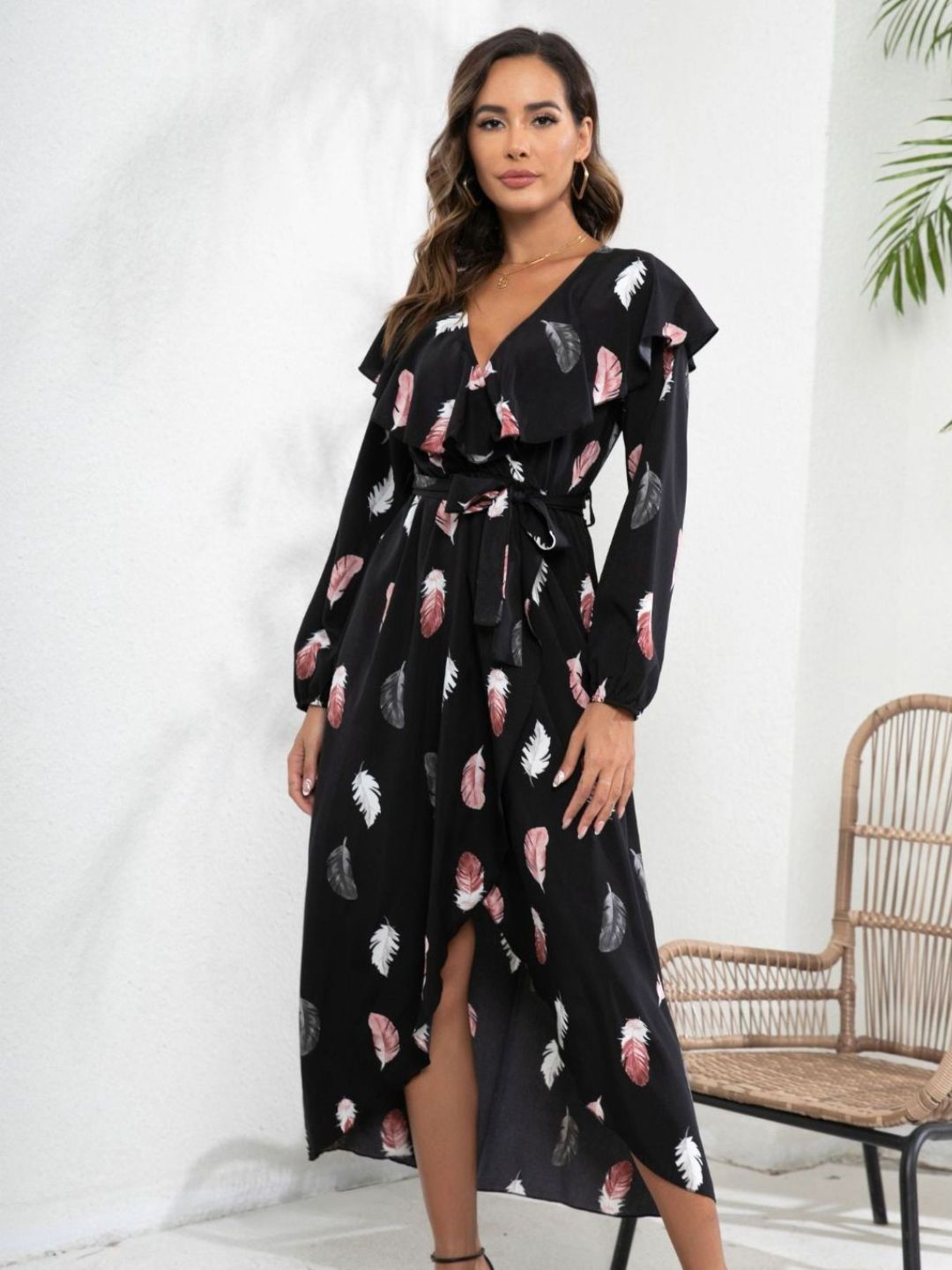 

4WRD by Dressberry Floral Print Midi Dress, Black