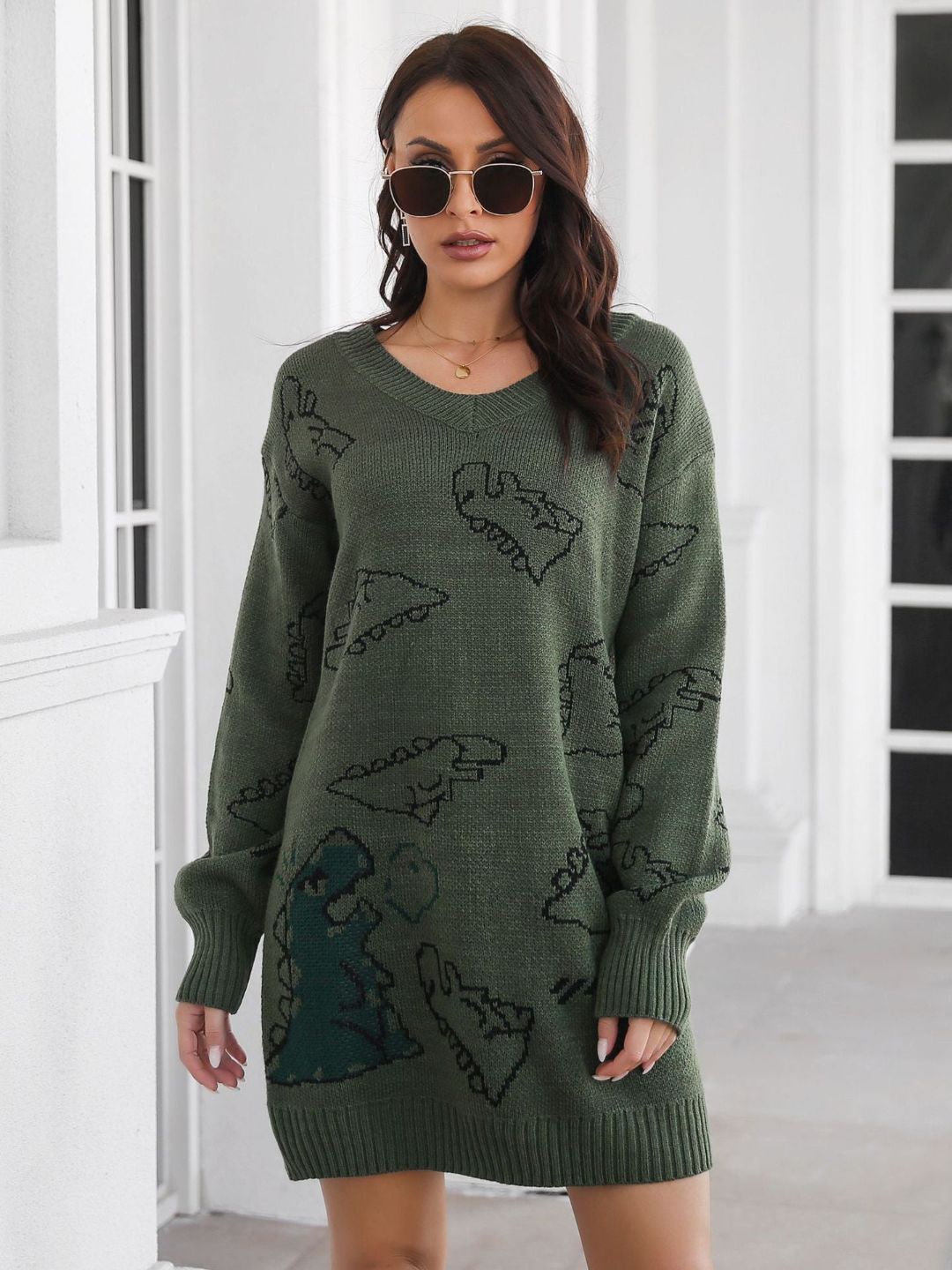 

4WRD by Dressberry Printed T-shirt Dress, Olive