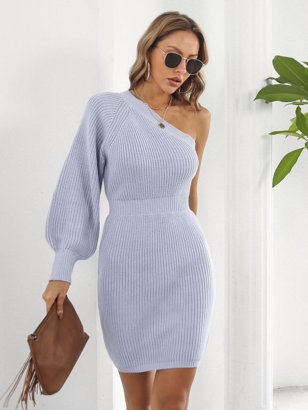 

4WRD by Dressberry One Shoulder Bodycon Dress, Purple