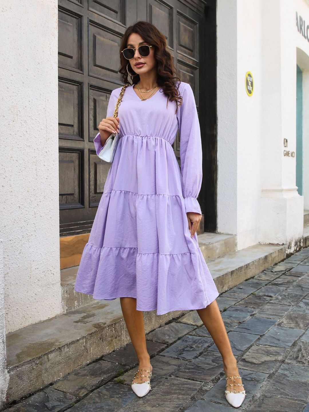 

4WRD by Dressberry Fit & Flare Midi Dress, Purple