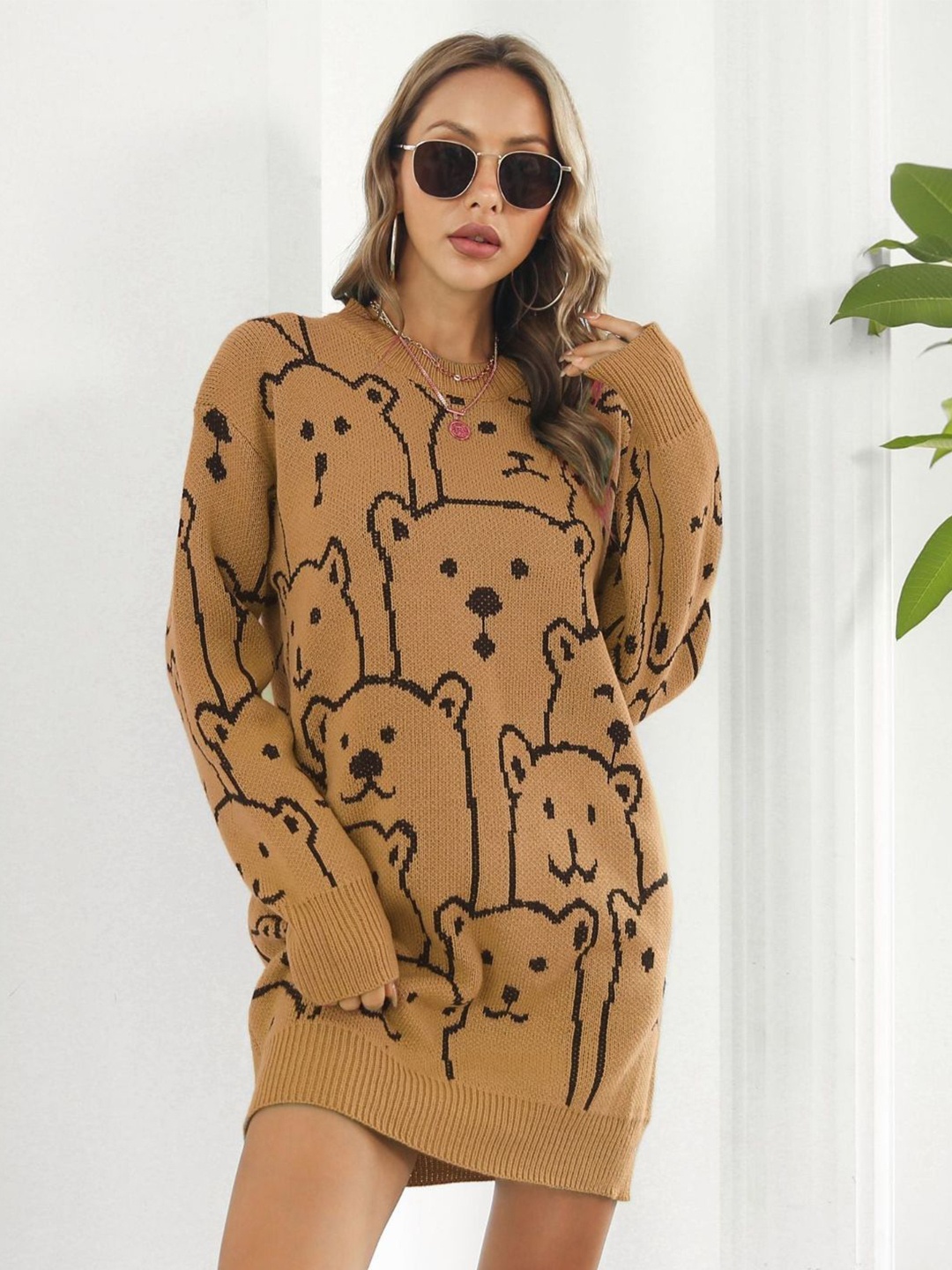 

4WRD by Dressberry Printed Long Sleeves T-shirt Dress, Yellow