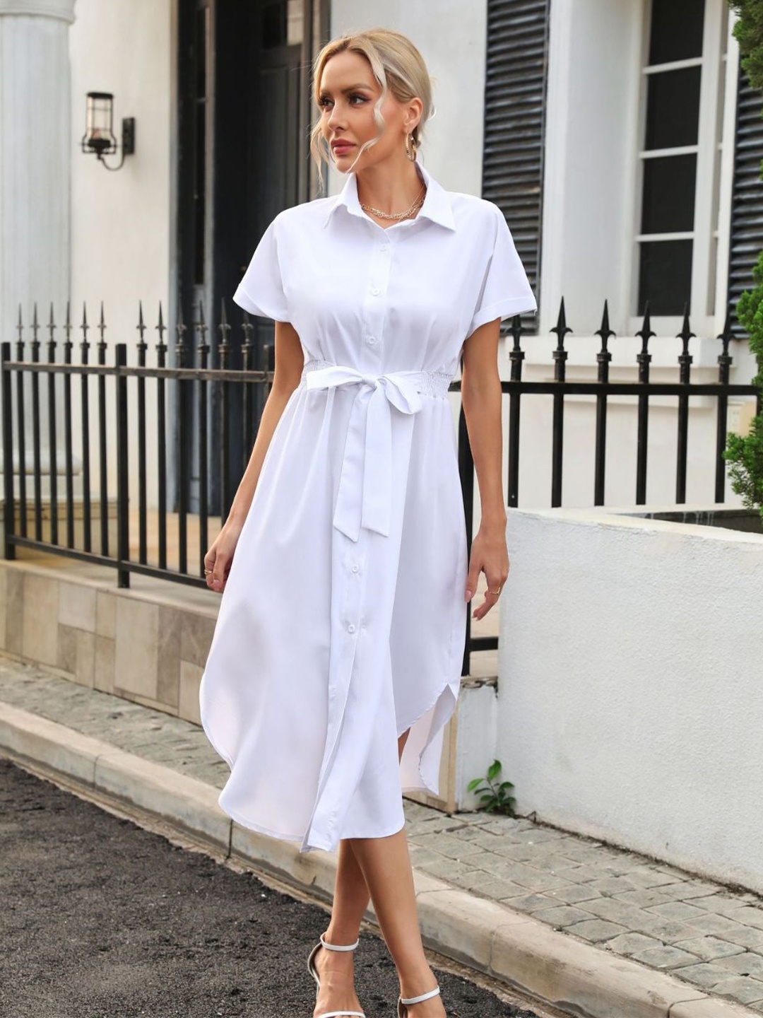 

4WRD by Dressberry Women Shirt Midi Dress, White