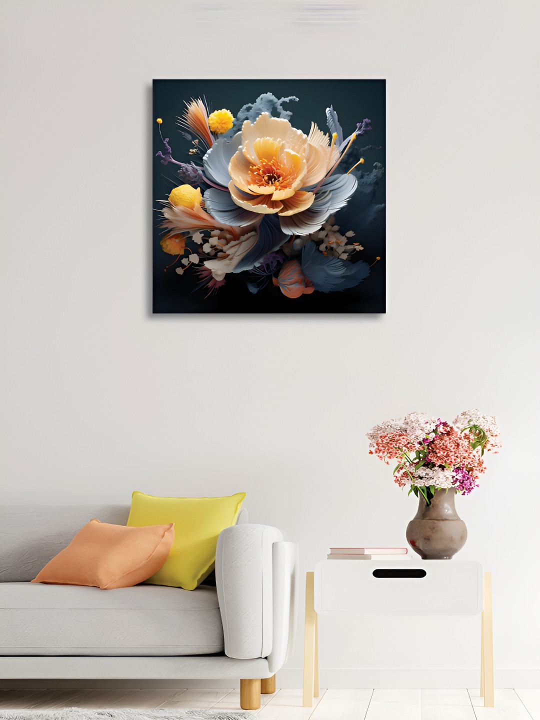 

RANDOM Blue & Yellow Canvas Floral and Botanical Wall Painting