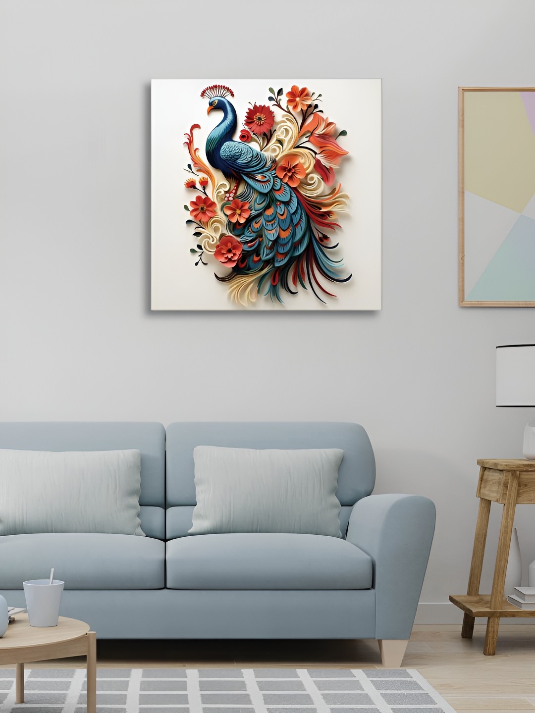 

RANDOM Blue & Orange Canvas Birds and Animals Painting Wall Art