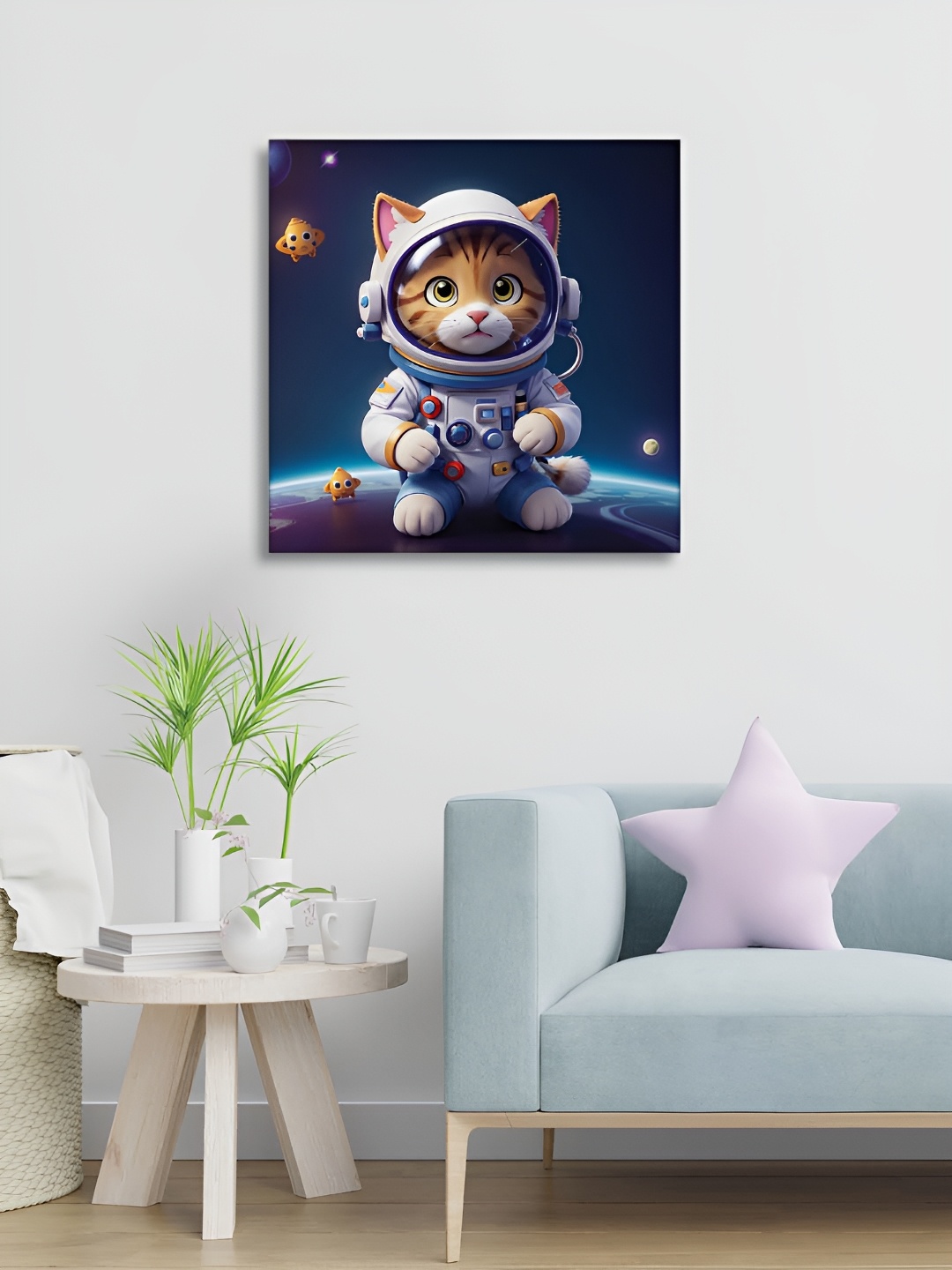 

RANDOM Blue & White Cartoon Characters Canvas Wall Art