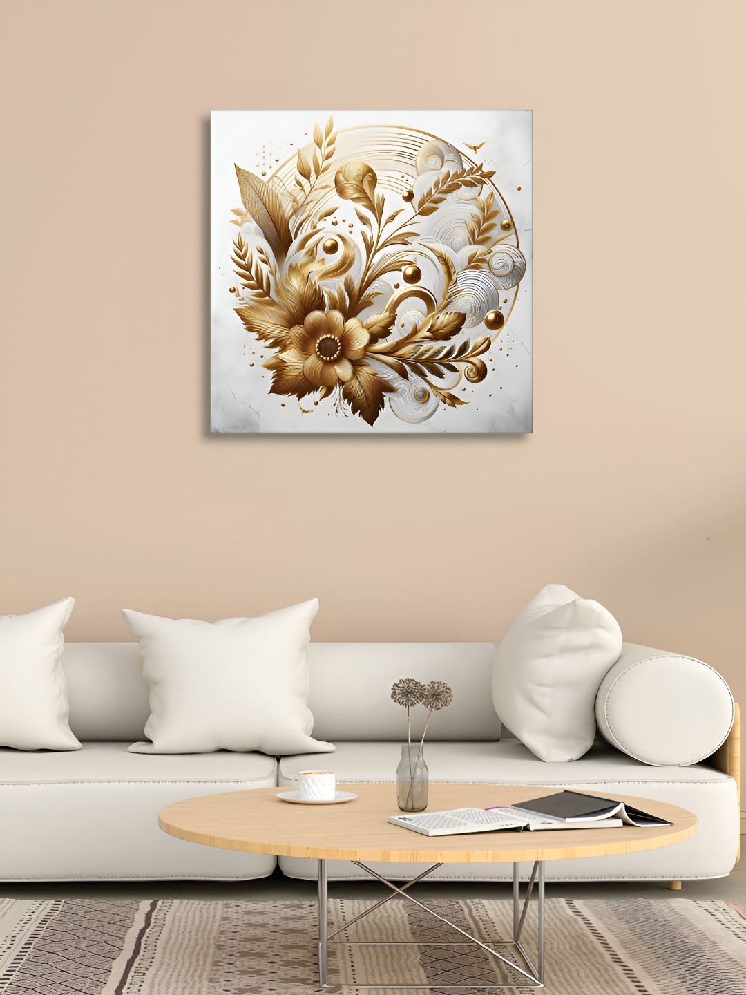 

RANDOM White & Gold-Toned Canvas Floral and Botanical Wall Frame