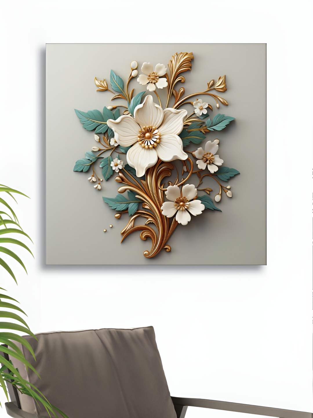

RANDOM Beige & Blue Canvas Floral and Botanical Wall Art