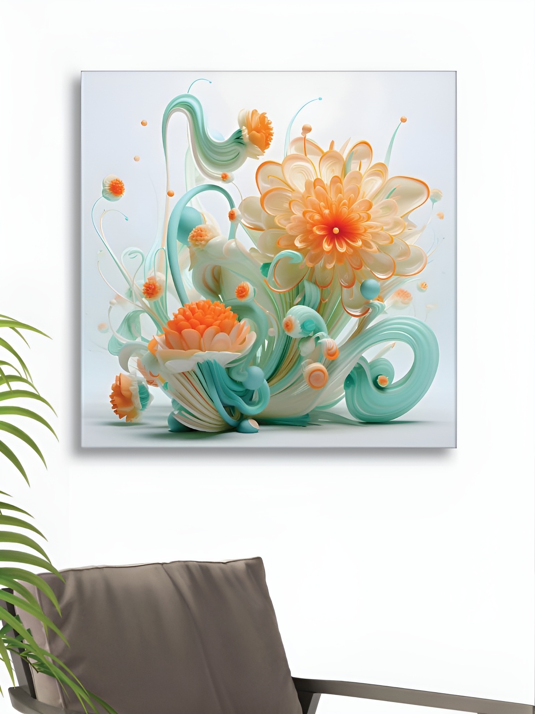 

RANDOM Green & Orange Canvas Floral and Botanical Wall Paintings