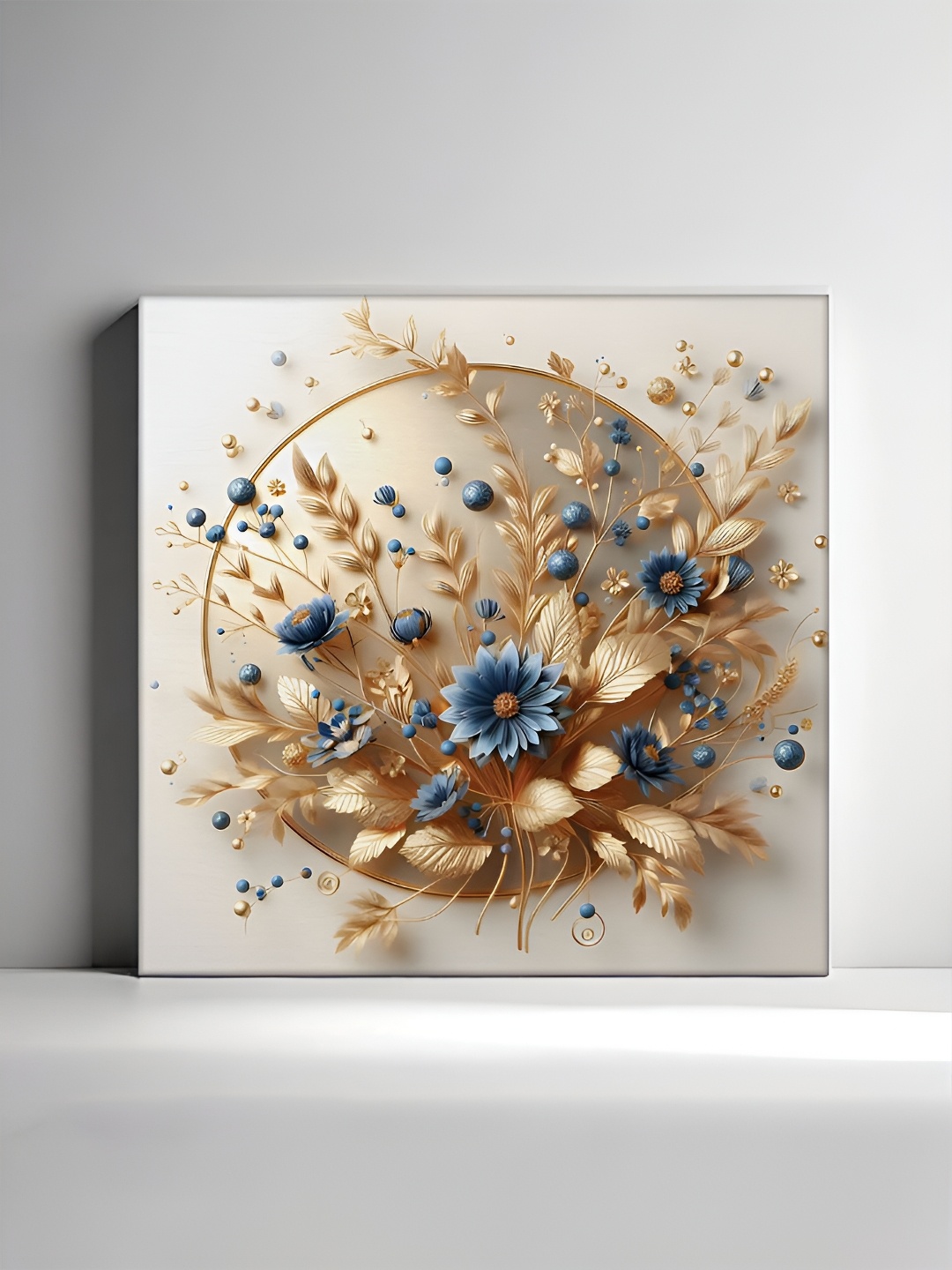 

RANDOM Gold-Toned & Blue Canvas Floral and Botanical Wall Frame