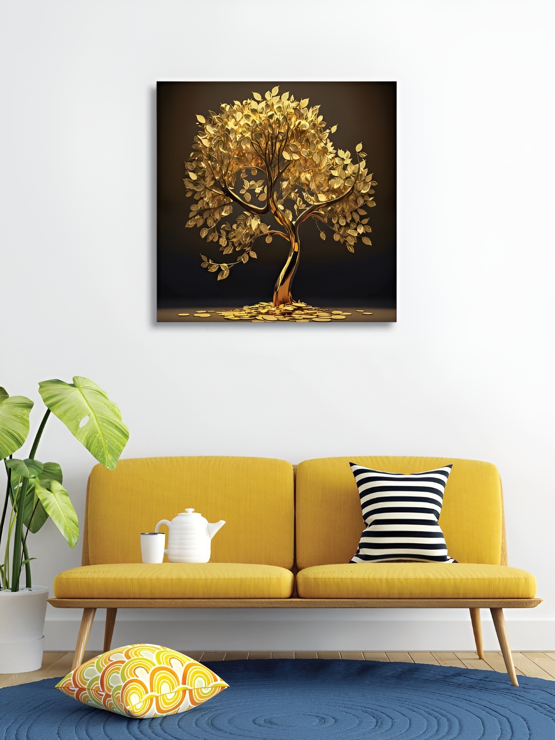 

RANDOM Brown & Yellow Canvas Floral and Botanical Wall Painting