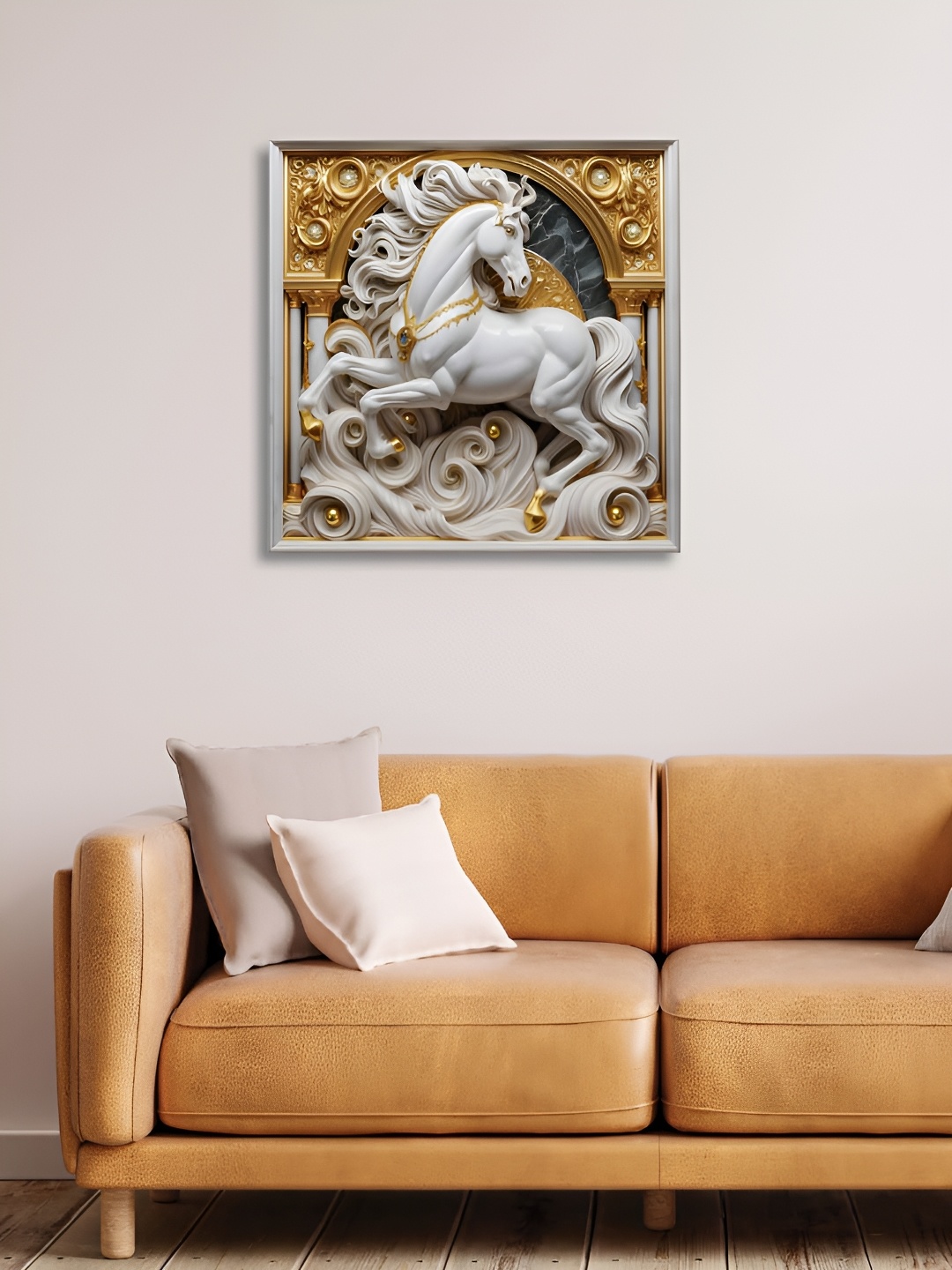 

RANDOM White & Gold-Toned Canvas Birds and Animals Wall Art