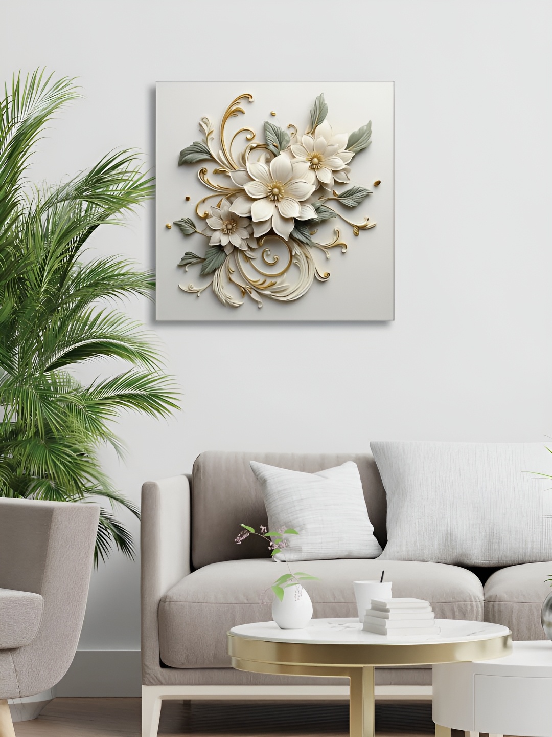 

RANDOM White & Green Canvas Floral and Botanical Paintings Wall Art