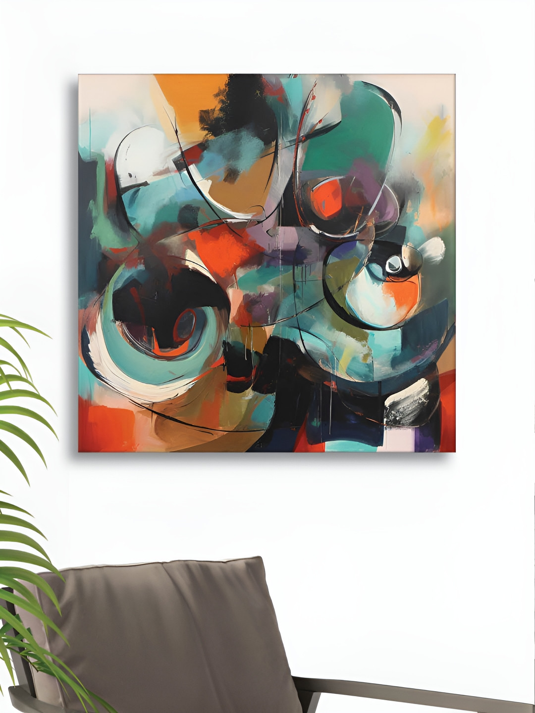 

RANDOM Green & Orange Canvas Abstract Wall Art