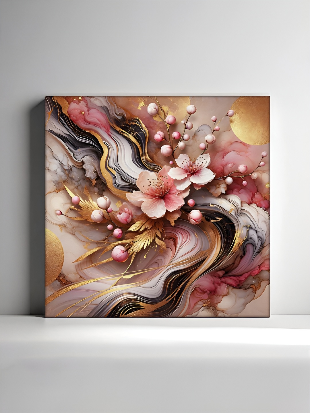 

RANDOM Gold-Toned & Pink Canvas Floral and Botanical Wall Frame