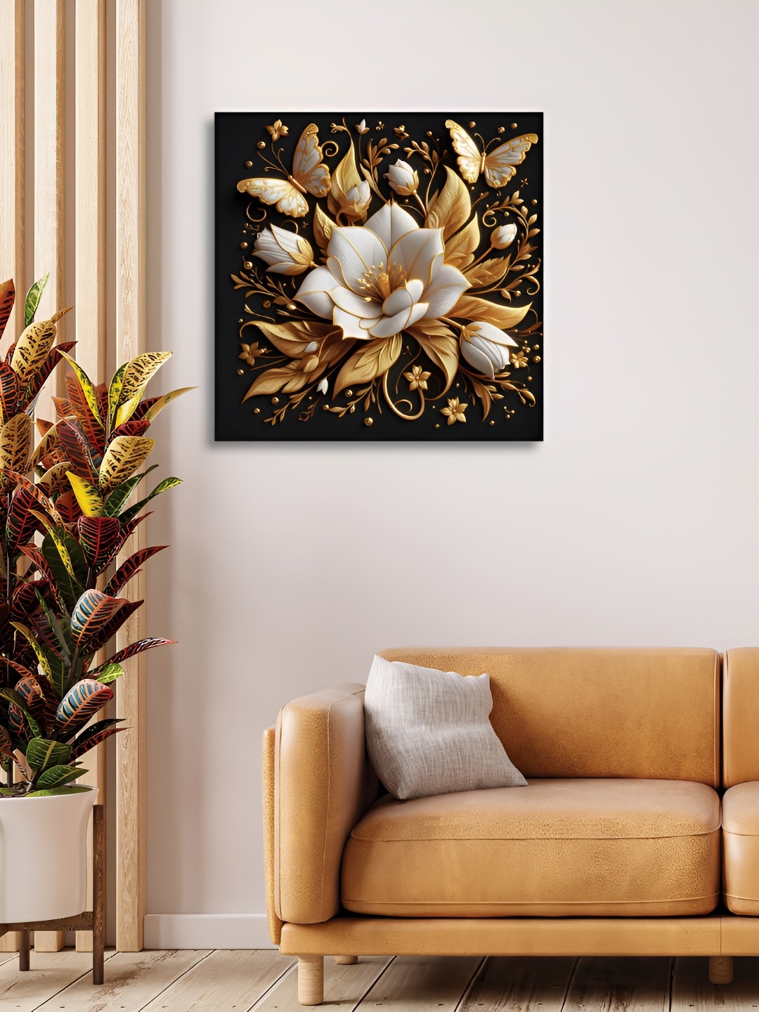 

RANDOM White & Gold-Toned Canvas Floral and Botanical Paintings Wall Art