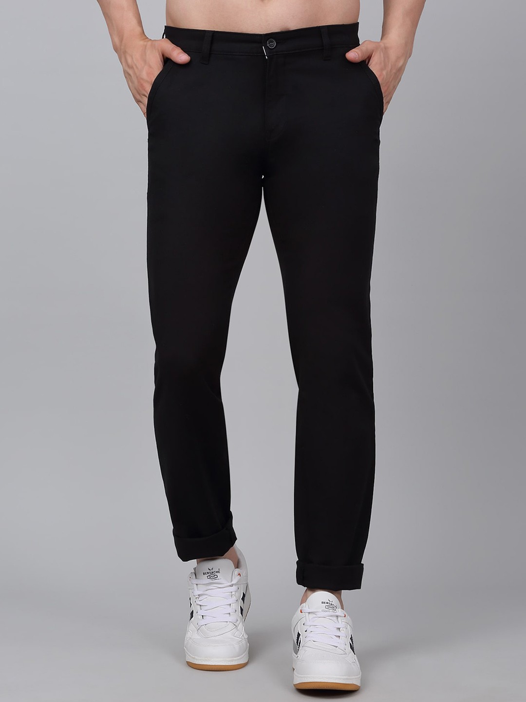 

Cantabil Men Solid Trousers, Black