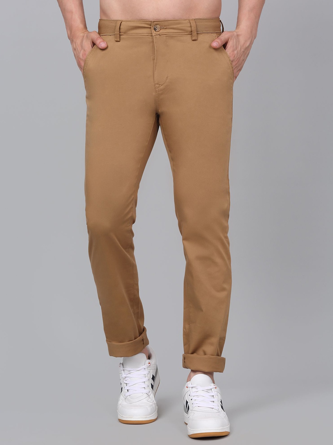 

Cantabil Men Solid Non Pleated Casual Trouser, Khaki