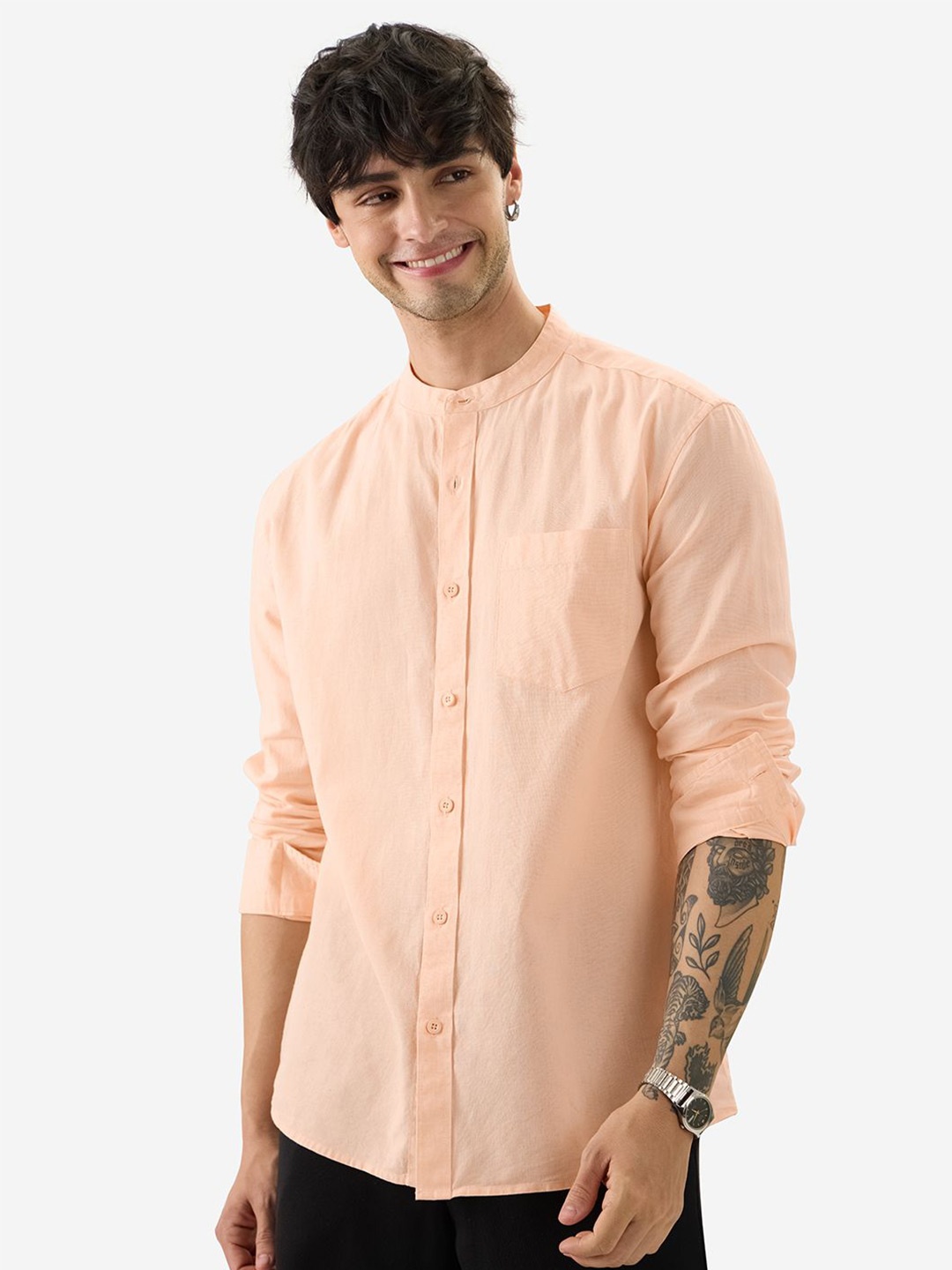 

The Souled Store Men Opaque Casual Shirt, Peach