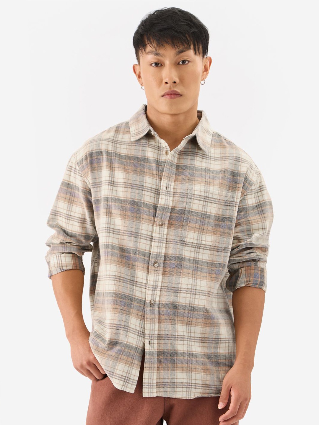 

The Souled Store Men Tartan Checks Opaque Checked Casual Shirt, Brown