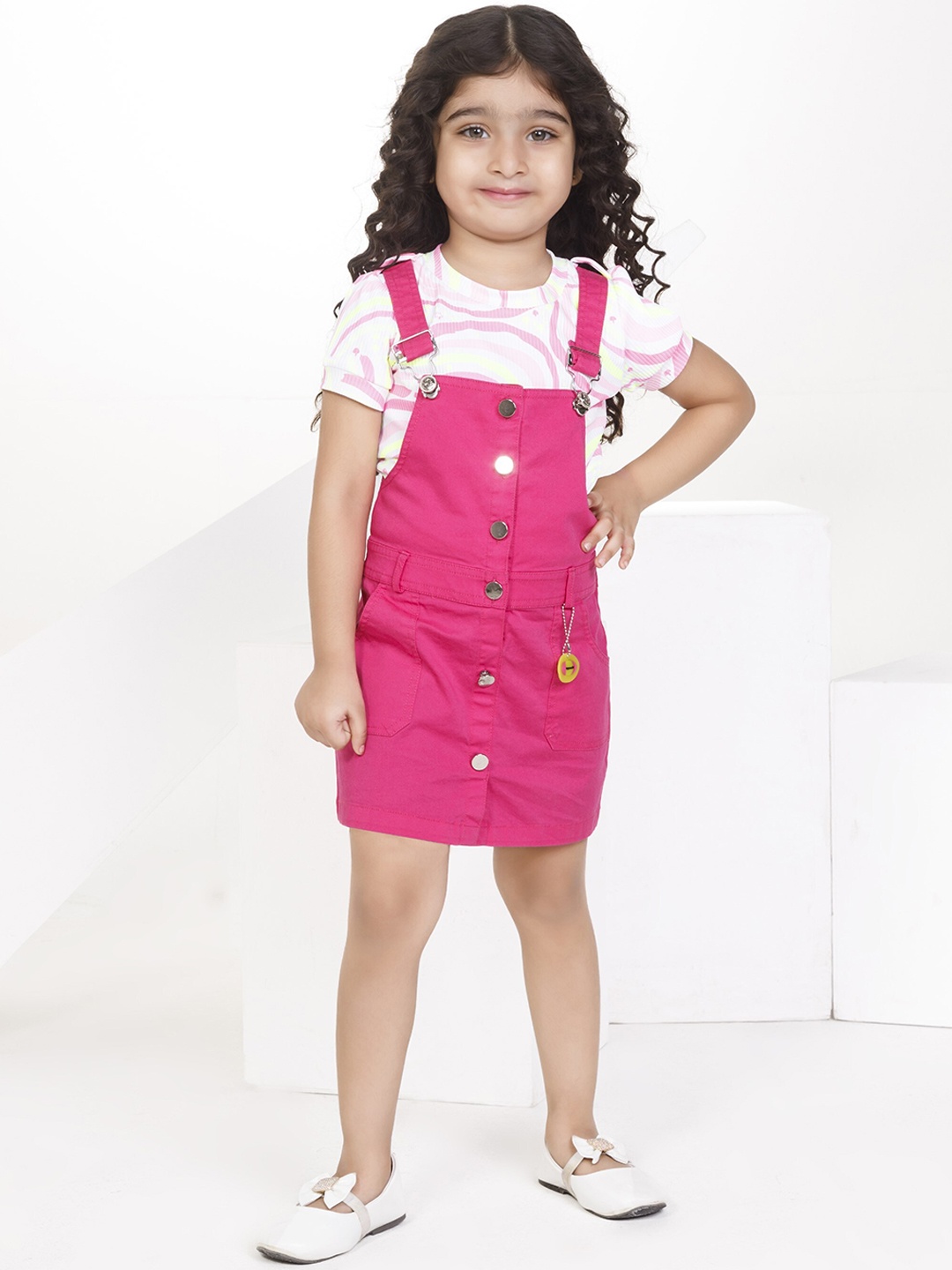 

Peppermint Girls Solid Pinafore Dress, Pink
