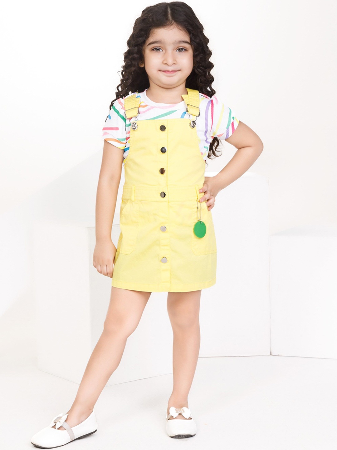 

Peppermint Girls Dungarees With T-Shirts, Yellow