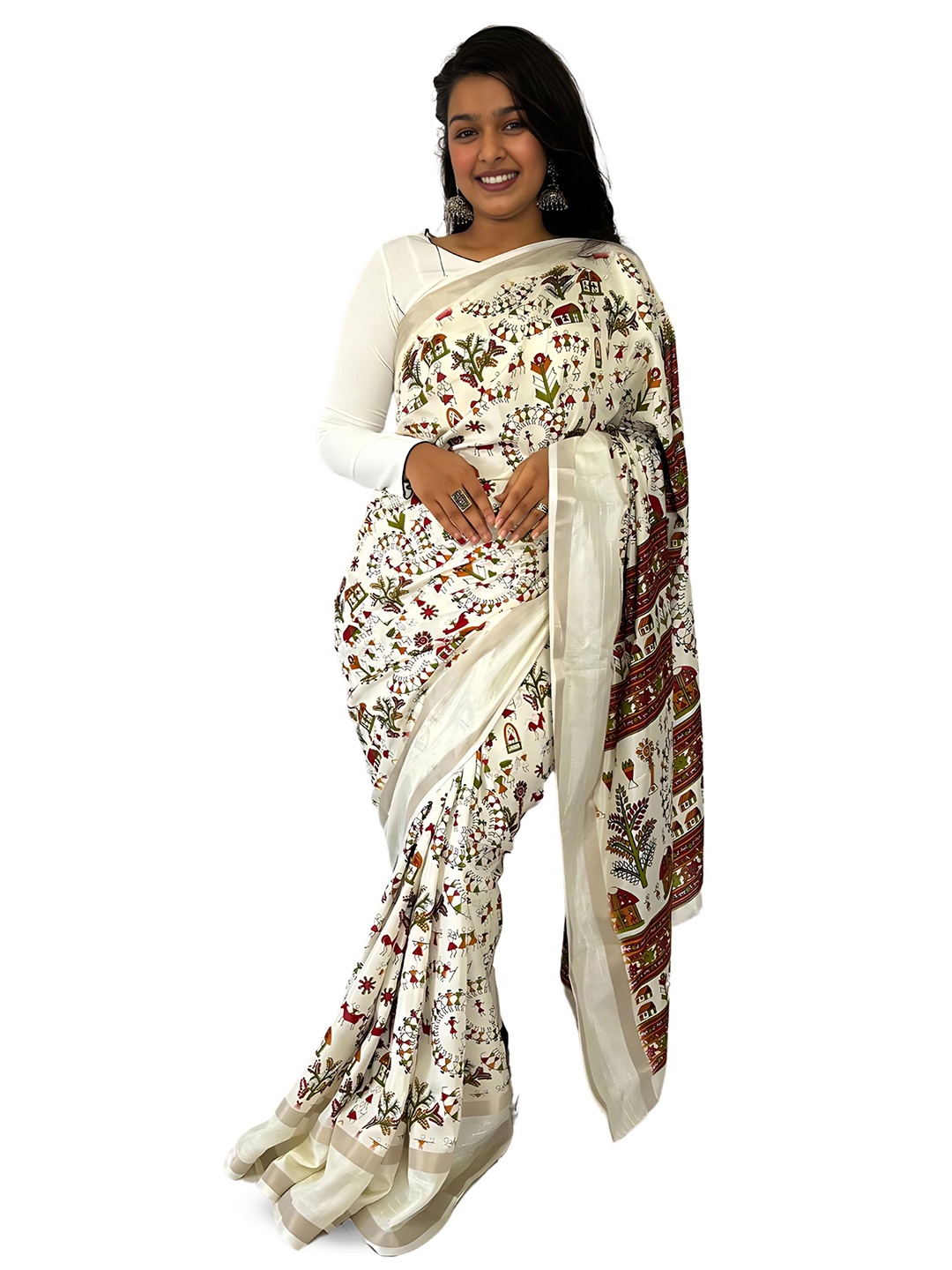 

Sitanjali Ethnic Motifs Chanderi Saree, White