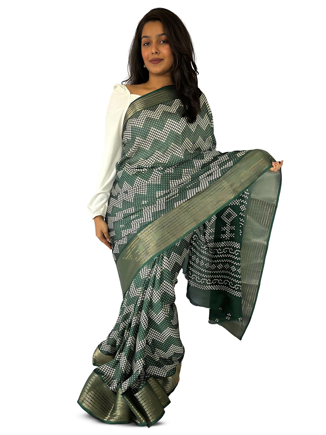 

Sitanjali Zari Chanderi Saree, Green